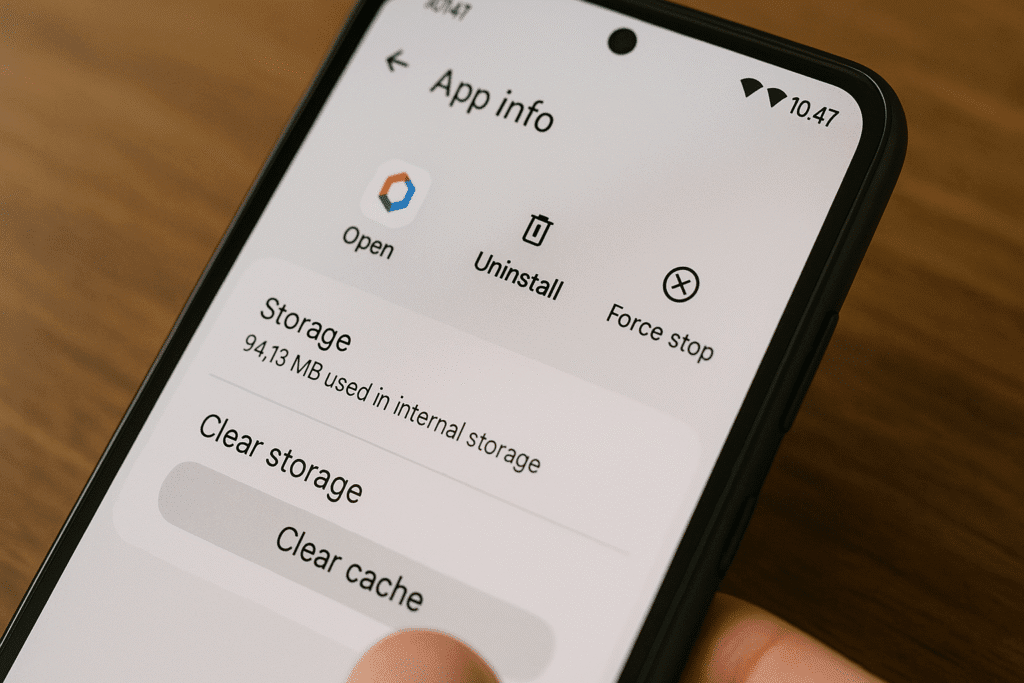 Android phone App info screen